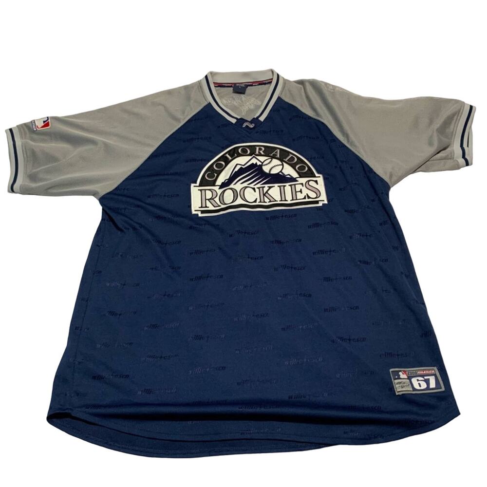 VINTAGE 90's COLORADO ROCKIES MLB WILLIE ESCO NAS HIP HOP JERSEY XL CLEAN